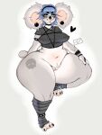  &lt;3 absurd_res anthro blue_hair bottomless breasts clothed clothing female genitals goth hair hi_res koala mammal marsupial pussy solo thick_thighs vetarix vombatiform wide_hips 