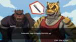  16:9 2021 absurd_res angry anthro blush brown_body brown_fur clothing duo english_text eyes_closed fur hi_res humanoid_hands juuichi_mikazuki male mammal morenatsu muscular muscular_male outside overweight overweight_male profanity shirt text topwear torahiko_(morenatsu) ursid video_games visual_novel widescreen yellow_body yellow_fur zcdartz 