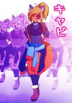  absurd_res angrycaboose angrycabooseart anthro boots cabby_(angrycaboose) canid canine choker clothing female footwear fox glowing glowing_eyes hi_res idol japanese_text jewelry mammal necklace solo text translated 