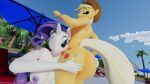  16:9 3d_(artwork) 4k absurd_res anthro anthrofied applejack_(mlp) barely_visible_genitalia barely_visible_pussy big_butt breasts butt digital_media_(artwork) equid equine extremespeedslowpoke female female/female friendship_is_magic genitals hand_on_butt hasbro hi_res horn mammal my_little_pony nude one_eye_closed outside pussy rarity_(mlp) unicorn widescreen wink 