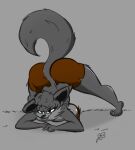  anthro ass_up bedroom_eyes bottomless bottomwear breasts butt butt_focus canid canine canis clothed clothing davidthewolfx10_(artist) diana_(davidthewolfx10) digital_media_(artwork) female fur grey_body grey_fur hair hi_res jack-o&#039;_pose jungle_girl looking_at_viewer lying mammal meme narrowed_eyes on_front pants pinup pose raising_butt seductive simple_background smile solo spread_legs spreading supporting_breasts wolf wolf_tail 