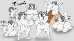  anthro areola breasts canid canine felid feline female genitals hair hi_res male mammal nipples nude open_mouth pussy riku9797 simple_background tem temmie_(undertale) text tongue undertale video_games white_body wide_hips 