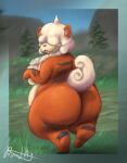  ambiguous_gender anthro big_butt blep butt canid canine digitigrade firewall5_(artist) fur hair_over_eyes hisuian_growlithe huge_butt mammal nintendo obese obese_anthro orange_body orange_fur overweight overweight_anthro pok&eacute;mon pok&eacute;mon_(species) pokemon_legends_arceus regional_form_(pok&eacute;mon) solo tongue tongue_out video_games 