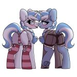  1:1 2019 absurd_res blue_body blue_fur blush boop butt clothing coldsnap_(oc) dock duo equid equine female female/female feral frostbite_(oc) fur hasbro hi_res hooves horn itsspoopsb legwear looking_at_viewer looking_back looking_back_at_viewer mammal my_little_pony nose_boop pattern_clothing pattern_legwear pattern_stockings rear_view simple_background smile stockings striped_clothing striped_legwear striped_stockings stripes tongue tongue_out underhoof unicorn white_background 