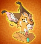  2021 anthro bethesda_softworks clothed clothing digital_media_(artwork) ear_piercing ear_ring felid female fur gem grumpy_griffin_creations hair hi_res jewelry khajiit looking_at_viewer mammal necklace piercing simple_background smile solo the_elder_scrolls tongue tongue_out tongue_piercing video_games 