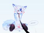  &lt;3 4:3 absurd_res anal anal_penetration anthro balls bdsm blue_body blue_eyes blue_fur blush bodily_fluids bondage bound canid collar english_text fur genital_fluids genitals girly good_boy hi_res keita leash looking_pleasured male mammal penetration penis precum saika076 sex_toy sex_toy_in_ass sex_toy_insertion shaking shivering solo speech_bubble stripes text tongue tongue_out vibrator vibrator_in_ass 