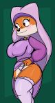  absurd_res anthro aurasamurai big_breasts blush bottomwear breasts canid canine clothed clothing clothing_lift digital_media_(artwork) disney dress dress_lift female flashing fox headdress headgear headwear hi_res legwear maid_marian mammal panties robin_hood_(disney) showing_(disambiguation) shy skirt skirt_lift smile solo someth1ngoranother stockings underwear 