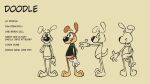  16:9 anthro bottomless bottomless_male canid canine canis clothed clothing domestic_dog doodle_(doodledoggy) doodledoggy english_text grin hand_behind_back hi_res male mammal model_sheet outstretched_arm smile solo text toonkind turnaround widescreen 