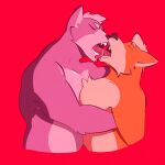  1:1 anthro bodily_fluids canid canine canis duo eyes_closed fox fox_mccloud french_kissing hi_res kissing making_out male male/male mammal mormonara muscular muscular_male narrowed_eyes nintendo open_mouth saliva saliva_on_tongue star_fox tongue tongue_out video_games wolf wolf_o&#039;donnell 