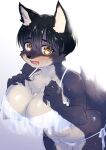  2021 5_fingers amber_eyes anthro big_breasts bikini black_body black_fur black_hair black_nose blush bodily_fluids breasts canid canine canis chest_tuft cleavage clothed clothing female fingers fur grey_body grey_fur hair hi_res htg inner_ear_fluff kemono leaning leaning_forward looking_at_viewer mammal multicolored_body multicolored_fur open_mouth short_hair solo sweat sweatdrop swimwear tongue tuft two_tone_body two_tone_fur white_body white_fur wolf 