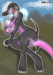  anthro blush bodily_fluids breasts female genitals hi_res looking_at_viewer ne_i_ro nintendo nude pok&eacute;mon pok&eacute;mon_(species) pussy reptile salazzle scalie solo video_games 