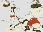  4:3 anthro anthrofied bulge butt clothed clothing daikuhiroshiama grey_background hi_res male nintendo pok&eacute;mon pok&eacute;mon_(species) red_clothing red_underwear sandaconda simple_background solo topless underwear video_games 