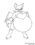  anthro belly big_belly breasts chiropteran cjshadorunner cleavage clothed clothing female hyper hyper_belly mammal monochrome overweight rouge_the_bat sega solo sonic_the_hedgehog_(series) 