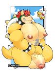  3:4 anthro balls big_pecs big_penis bowser bracelet chain collar duo foreskin genitals hair hi_res horn humanoid_genitalia humanoid_penis jewelry koopa koopa_paratroopa koopa_troopa male mario_bros muscular muscular_anthro muscular_male nintendo nipples pecs penis red_hair reptile scalie schwarzfox shell spiked_bracelet spiked_collar spiked_shell spikes spikes_(anatomy) uncut video_games wings yellow_body 