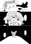  alolan_vulpix ambiguous_gender anthro blush bodily_fluids canid canine comic eeveelution feral japanese_text mammal monochrome nintendo plushie pok&eacute;mon pok&eacute;mon_(species) regional_form_(pok&eacute;mon) scarf sweat sylveon text translation_request video_games vulpix winte 