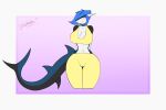  3:2 animated anthro big_breasts biped blue_hair blush breasts choker cleavage clothed clothing collar eyelashes female fish gynomorph_(lore) hair jewelry marine necklace shark short_playtime solo sophie_(zigzagmag) swaying zigzagmag 