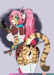  anthro clothing felid feline female hair hi_res legwear leopardus mammal ocelot panties phone photo pink_hair rika risque stockings tifa underwear upskirt 