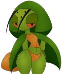  acolyte_aria_(bug_fables) alpha_channel antennae_(anatomy) anthro arthropod arthropod_abdomen bug_fables female green_body hand_on_hip hi_res insect looking_at_viewer lowered_eyes mantis moonsprout_games navel pose red_sclera simple_background solo thick_thighs transparent_background wide_hips zinzoa 