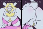  anthro anus areola asgore_dreemurr backsack ball_tuft balls beard bitebox64 blonde_hair blush body_hair boss_monster bovid butt caprine chest_hair clothed clothing english_text facial_hair fur genitals hair happy_trail horn humanoid_genitalia humanoid_penis looking_away male mammal multiple_poses musclegut nipples one_eye_closed partially_clothed penis pink_clothing pink_underwear pose slightly_chubby solo text tuft undertale underwear underwear_around_one_leg video_games white_body white_fur 