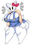  anthro big_breasts blush breasts cleavage clothed clothing domestic_cat dork_boi felid feline felis female hello_kitty_(character) hello_kitty_(series) hi_res huge_breasts mammal panties sanrio simple_background solo thick_thighs underwear white_background 