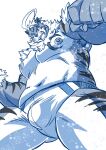  2021 anthro bulge clothing felid hi_res hombretigre humanoid_hands kemono male mammal moobs nipples pantherine raozone simple_background slightly_chubby solo tiger tokyo_afterschool_summoners underwear video_games white_background 