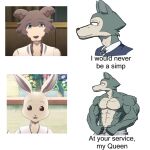  1:1 2021 abs anthro beastars big_muscles bottomwear canid canine canis clothed clothing comparing dress_shirt english_text female fur haru_(beastars) humor juno_(beastars) lagomorph legoshi_(beastars) leporid lol_comments looking_at_another male mammal meme muscular muscular_anthro muscular_male necktie pants pecs photo rabbit shirt simp simple_background sockhungryclutz text the_truth topless topless_male topwear trio tuft vest white_background wolf 