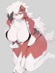  3:4 anthro anthrofied baburusushi big_breasts bikini bikini_pull breasts chest_tuft chubby_female claws clothed clothing clothing_pull curvy_figure exposed_breasts female fingers fluffy fur hair hi_res kemono kneeling looking_at_viewer lycanroc mature_anthro mature_female midnight_lycanroc nintendo nipples pok&eacute;mon pok&eacute;mon_(species) pok&eacute;morph slightly_chubby solo swimwear swimwear_pull thick_thighs tuft underwear video_games voluptuous wide_hips 