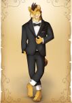  anthro black_tie_(suit) clothing felid hi_res lycangel machairodontine male mammal solo suit 