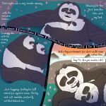  1:1 2021 anthro ari_guardian belly bite black_body black_nose blush comic cuddling dialogue dreamworks duo ear_bite english_text eyes_closed father father_and_child father_and_son giant_panda hi_res hug incest_(lore) kung_fu_panda li_shan_(kung_fu_panda) lying male male/male mammal master_po_ping outside overweight overweight_male parent parent_and_child sleeping son text ursid white_body 