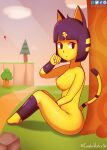  animal_crossing animal_humanoid ankha_(animal_crossing) blue_hair breasts cat_humanoid complex_vortex exposed_breasts felid felid_humanoid feline feline_humanoid felis female fur hair hi_res humanoid mammal mammal_humanoid nintendo nipples nude outside public public_nudity solo sunset video_games yellow_body yellow_fur 