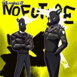  1:1 anthro blitzle clothing crossed_arms duo exoskellet hi_res jacket leather leather_clothing nintendo pok&eacute;mon pok&eacute;mon_(species) punk spikes text topwear video_games zebstrika 