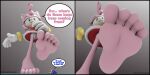  2:1 3d_(artwork) 5_toes absurd_res amy_rose anthro barefoot black_border border digital_media_(artwork) duo feet female first_person_view foot_fetish foot_focus hi_res humanoid_feet low-angle_view macro male male/female micro sega shrunkengts soles sonic_the_hedgehog sonic_the_hedgehog_(series) speech_bubble toes upskirt 
