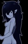  adventure_time black_background breasts butt cartoon_network female fizzyspidercider2 hi_res humanoid humanoid_pointy_ears marceline_abadeer nipples not_furry nude outline simple_background solo vampire 