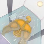  1:1 absurd_res against_surface aggressive_retsuko ailurid anthro bent_over big_butt breasts butt female genitals gobsmacker hi_res mammal nude on_glass pussy red_panda retsuko sanrio showering solo thick_thighs 