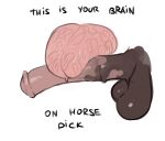  2018 animal_genitalia animal_penis arbuzbudesh balls big_penis brain digital_media_(artwork) disembodied_penis duo english_text equid equine equine_penis erection flared_penis genitals horse huge_penis humor hyper hyper_genitalia hyper_penis male mammal medial_ring organs penis simple_background solo_focus text white_background zero_pictured 