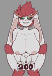  absurd_res ahegao anthro black_sclera blush breasts cinderace digital_media_(artwork) female fur genitals hi_res lagomorph long_ears looking_pleasured lopunny mammal nintendo nipples nude pok&eacute;mon pok&eacute;mon_(species) pussy simple_background solo traknoch video_games white_body white_fur 