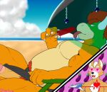  &lt;3 &lt;3_eyes 2021 absurd_res anthro beach belly biceps bodily_fluids bottomwear bottomwear_aside bowser canid canine clothing clothing_aside cloud cutaway day drooling duo eggplant erection facial_hair food fox fox_mccloud fruit genitals hair hi_res horn humanoid_genitalia humanoid_penis itoma koopa licking looking_at_another love male male/male mammal mario_bros musclegut muscular muscular_anthro muscular_male narrowed_eyes nintendo open_mouth outside pecs penis plant poking_out popsicle pubes saliva scalie seaside shorts shorts_aside sitting star_fox stubble text tongue tongue_out umbrella url vein video_games 