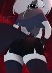  alasta anthro butt canid canid_demon clothed clothing collar demon female hellhound helluva_boss hi_res loona_(vivzmind) mammal rear_view red_sclera solo spiked_collar spikes 