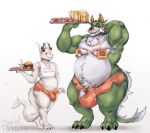  alcohol anthro armpit_hair asian_mythology axel_(sad_tomato) balls beer beverage big_bulge body_hair bottomwear bulge bulge_size_difference burger chicken_wings clothed clothing dragon duo east_asian_mythology eastern_dragon eyewear femboy_hooters food fur furred_dragon genitals glasses hairy hairy_balls himbo_hooters holding_object hooters horn huge_bulge looking_at_viewer male mammal muscular muscular_anthro muscular_male mythology nipple_piercing nipples overweight overweight_male piercing sad_tomato sean_(sad_tomato) shirt shorts simple_background smile tank_top text text_on_clothing text_on_shirt text_on_tank_top text_on_topwear topwear 