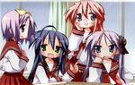  hiiragi_kagami hiiragi_tsukasa izumi_konata lucky_star seifuku takara_miyuki yoshimizu_kagami 