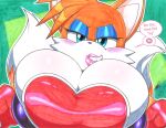  2021 absurd_res anthro bedroom_eyes big_breasts breast_squish breasts bulging_breasts canid canine cleavage clothed clothing crossgender dialogue english_text female fox hi_res huge_breasts lips mammal miles_prower mtf_crossgender narrowed_eyes rouge_the_bat seductive sega solo sonic_the_hedgehog_(series) squish text thick_lips traditional_media_(artwork) viewer walter_sache 