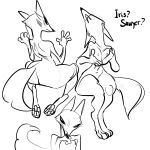  1:1 anthro big_butt breast_grab breasts butt canid canine canis female glacierclear hand_on_breast head_on_hand hi_res jackal looking_at_viewer looking_back mammal moan monochrome paws sawyer_(glacierclear) seductive simple_background sitting white_background wide_hips 