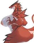 anthro areola big_breasts big_butt bodily_fluids breasts butt carsen curvy_figure dragon female fingers fire_dragon_(kame_3) hi_res huge_breasts nipples non-mammal_breasts nude open_mouth red_body scalie simple_background sitting solo sweat sweatdrop thick_thighs voluptuous white_background 
