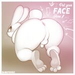  1:1 3_toes anthro anus ass_up backsack balls big_butt border butt command english_text feet flaccid foreskin genitals girly hi_res huge_butt lagomorph leporid male mammal penis perineum rabbit sharkysocks solo text thick_thighs toes white_border wide_hips 