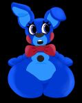  2019 animatronic anthro anthrofied better_version_at_source black_background black_nose blue_body bow_tie button_(disambiguation) crossgender curvy_figure featureless_crotch female five_nights_at_freddy&#039;s flat_chested hi_res lagomorph leporid machine mammal open_mouth overweight overweight_female puppet_bonnie_(fnafsl) purple_eyes rabbit red_bow_tie red_cheeks robot short_stack simple_background sister_location solo spicysausages video_games wide_hips 
