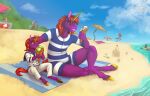  anthro beach child clothing costume dessert digital_drawing_(artwork) digital_media_(artwork) duo equid equine father father_and_child father_and_son female food group happy hooves horn horse ice_cream male mammal nom old outside parent parent_and_child sand sea seaside smile son sunny sunny_way swimwear tasty unicorn vacation vintage water young 