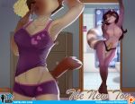  anthro bottomwear breasts clothed clothing comic dildo female female/female hair inktiger mammal nipple_outline nipples nude open_mouth procyonid raccoon sex_toy sleepwear strapon tired topwear yawn 