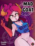  &lt;3 3:4 absurd_res ahegao anthro background_signs big_breasts bovid breasts caprine crayola_foster disady female genitals goat hair half_naked hi_res looking_at_viewer looking_pleasured mammal pentagram pussy red_eyes red_hair solo thick_thighs tongue tongue_out wide_hips 