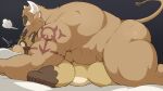  16:9 2021 anthro beartouma_0517 bed belly blush bodily_fluids bovid bovine brown_body brown_fur canid canine cattle duo eyes_closed fur furniture humanoid_hands kemono male male/male mammal musclegut overweight overweight_male raccoon_dog sex tanuki tears widescreen 