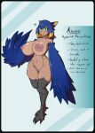  absurd_res areola avian bird_legs breasts conditional_dnp english_text european_mythology female genitals greek_mythology green_eyes harpy hi_res humanoid looking_at_viewer mythological_avian mythology nipples nude pussy quin-nsfw smile smiling_at_viewer solo text winged_arms wings 